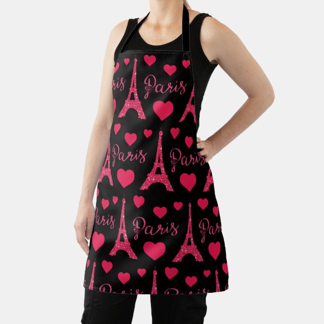Paris Frankreich Eiffel Tower Pink Hearts Glitzer Schürze (InSitu)