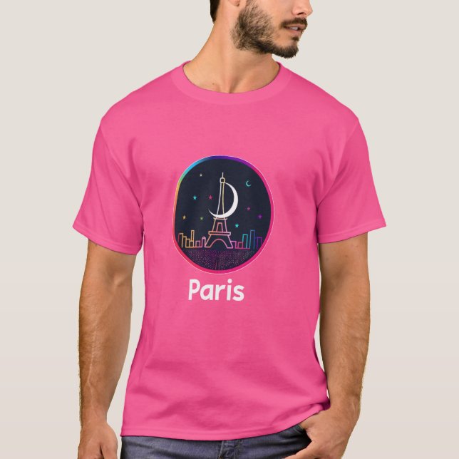 Paris Frankreich Eiffel Tower Stilvoll Modernes Re T-Shirt (Vorderseite)