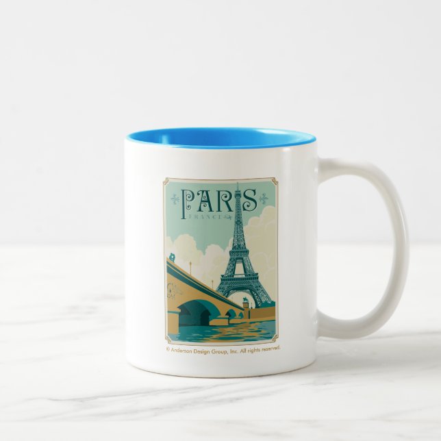 Paris Frankreich - Eiffel Tower Zweifarbige Tasse (Rechts)