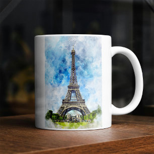 Paris Frankreich Eiffelturm Aquarell Kaffeetasse
