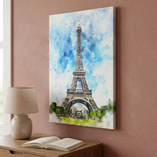 Paris Frankreich Eiffelturm Aquarell Leinwanddruck