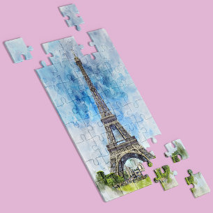 Paris Frankreich Eiffelturm Aquarell Puzzle