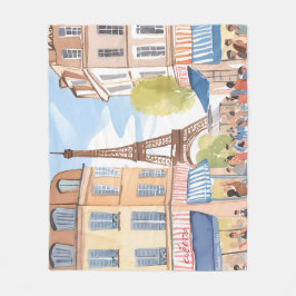 Paris Frankreich Eiffelturm | Aquarell Reise Fleecedecke