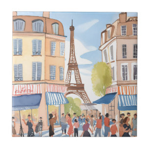 Paris Frankreich Eiffelturm   Aquarell Reise Fliese