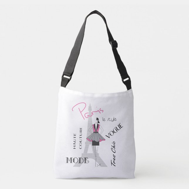 Paris, Frankreich, Eiffelturm Fashion, Tragetaschen Mit Langen Trägern (Vorderseite)