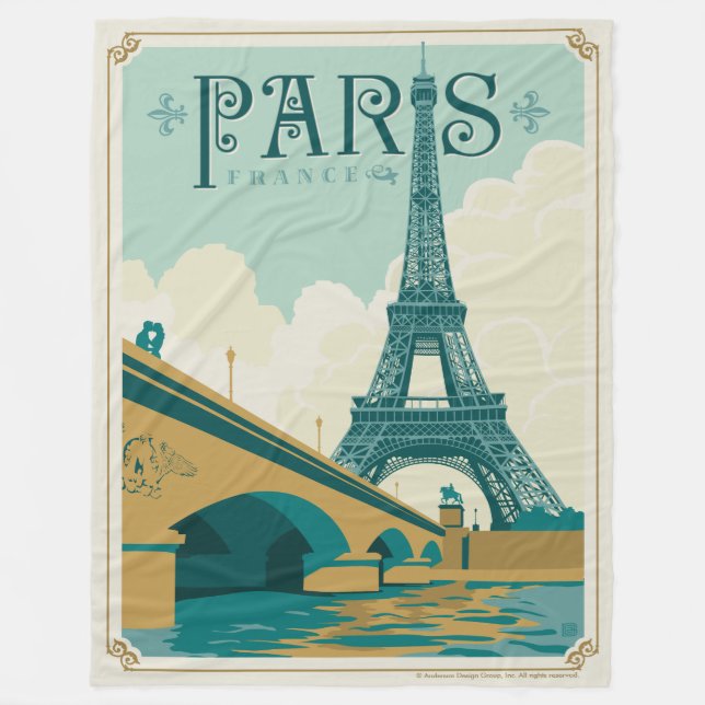 Paris Frankreich - Eiffelturm Fleecedecke (Vorderseite)