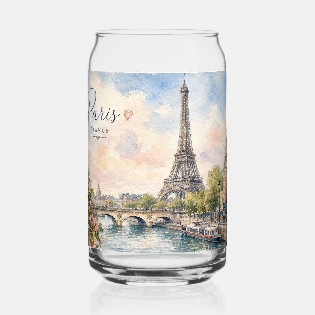 Paris Frankreich Eiffelturm Fluss Seine  Dosenglas (Vorderseite)