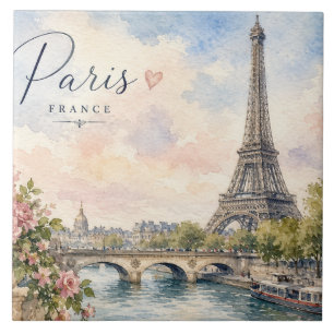 Paris Frankreich Eiffelturm Fluss Seine  Fliese