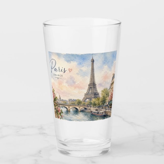 Paris Frankreich Eiffelturm Fluss Seine  Glas (Vorderseite)