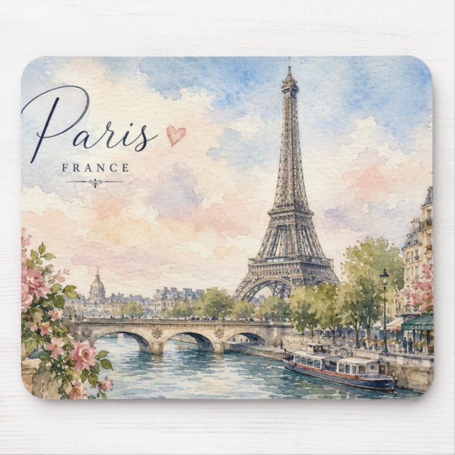 Paris Frankreich Eiffelturm Fluss Seine  Mousepad (Vorne)