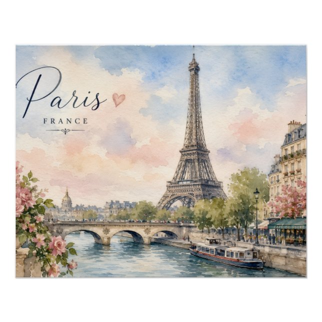 Paris Frankreich Eiffelturm Fluss Seine  Poster (Vorderseite)