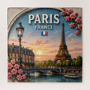🗼 Paris Frankreich Eiffelturm Flussufer Stadtansi Puzzle