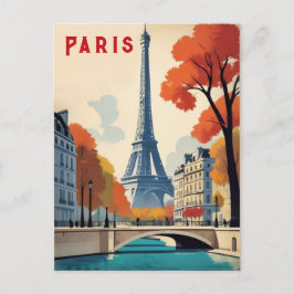 Paris Frankreich Eiffelturm Herbst Retro Reisen Postkarte