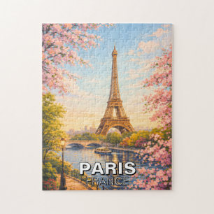 Paris Frankreich Eiffelturm Kirschblüten Puzzle
