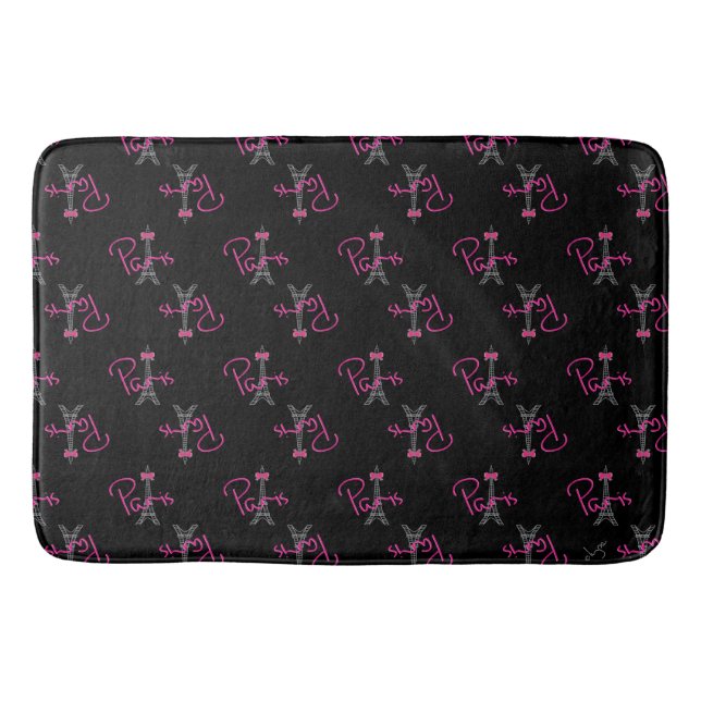 Paris, Frankreich, Eiffelturm mit rosa Bug, modern Badematte (Vorderseite)