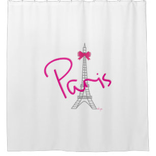 Paris, Frankreich, Eiffelturm mit rosa Bug, modern Duschvorhang