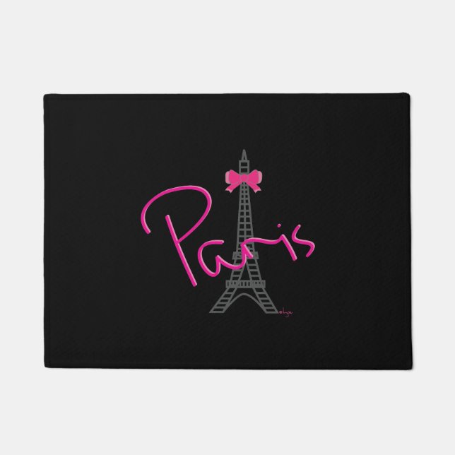 Paris, Frankreich, Eiffelturm mit rosa Bug, modern Fußmatte (Vorderseite)