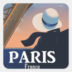 Paris Frankreich Eiffelturm Reiseposter Quadratischer Aufkleber