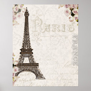 Paris Frankreich Eiffelturm Rosa Rosen Chic Glamou Poster