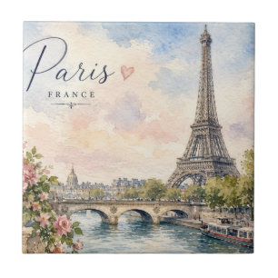 Paris Frankreich Eiffelturm Seine Fluss  Fliese