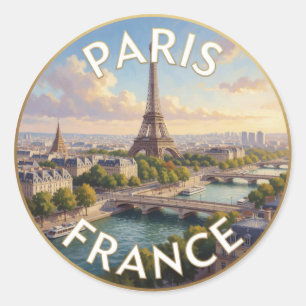 Paris Frankreich Eiffelturm Seine Runder Aufkleber