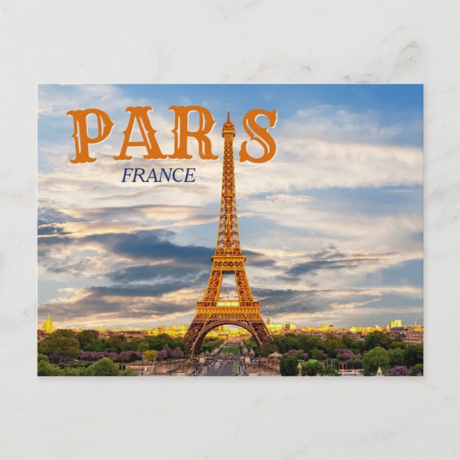 Paris Frankreich - Eiffelturm Vintag Postkarte (Vorderseite)