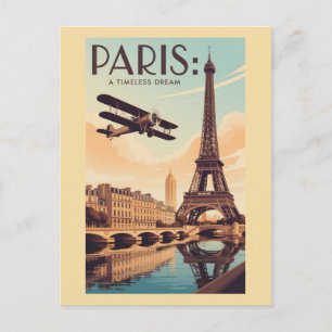 Paris Frankreich Eiffelturm Vintage Flugzeug Reise Postkarte