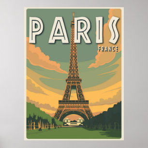 Paris Frankreich Eiffelturm Vintage Reise Poster