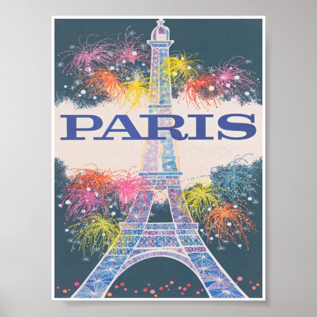 Paris Frankreich, Eiffelturm, Vintage Travel Poster (Vorne)