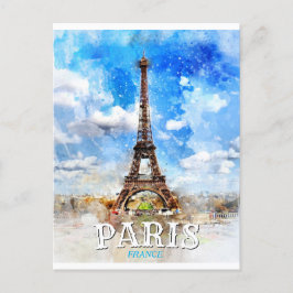 Paris Frankreich - Eiffelturm Vintage Wasserfarbe Einladungspostkarte