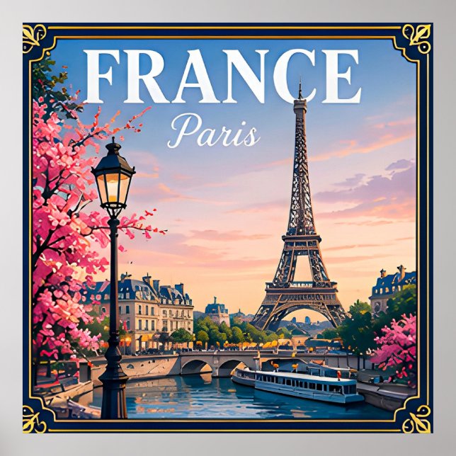 🗼 Paris Frankreich Erinnerung an den Eiffel-Turm- Poster (Vorne)