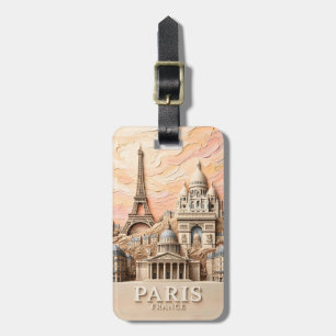 Paris Frankreich Europa Modern Pastell Strukturier Gepäckanhänger