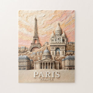 Paris Frankreich Europa Modern Pastell Strukturier Puzzle