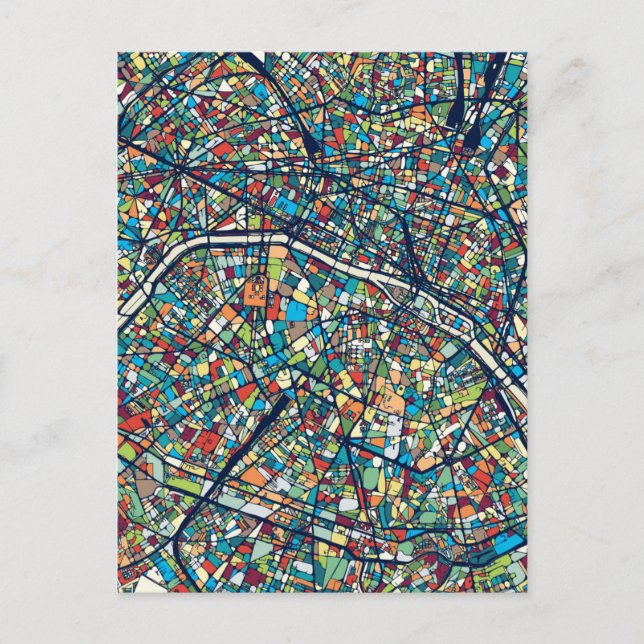 Paris Frankreich | Farbige Karte (Vorderseite)