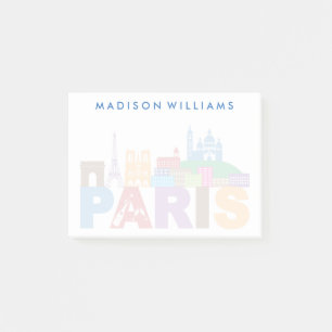 Paris, Frankreich  Farbige Typografie Post-it Klebezettel