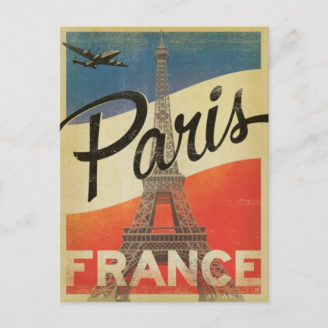 Paris, Frankreich - Flagge Postkarte (Vorderseite)