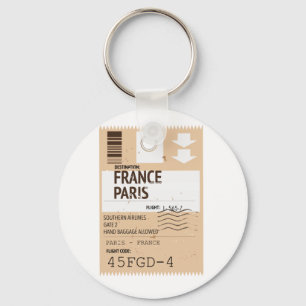 Paris Frankreich Flugticket Poster Schlüsselanhänger