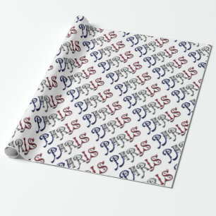Paris Frankreich - Französisch-Flaggenfarben Typog Geschenkpapier
