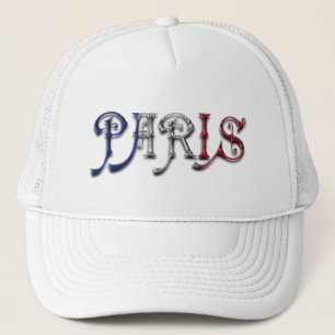 Paris Frankreich - Französisch-Flaggenfarben Typog Truckerkappe