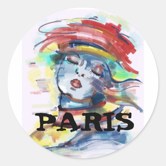 Paris Frankreich Frau Sticker (Vorderseite)