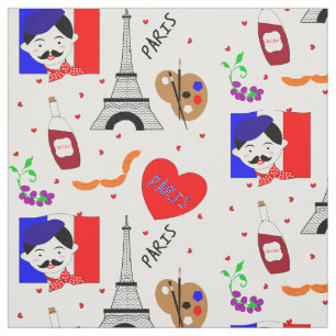 Paris Frankreich hielt Niedlich Spaß Red White Bl Stoff