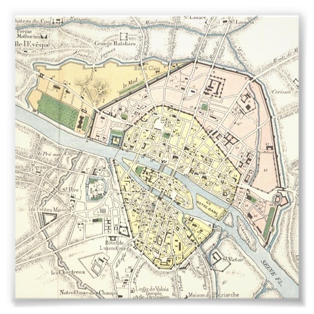 Paris, Frankreich: Historische, Vintage Karte Fotodruck (Vorne)