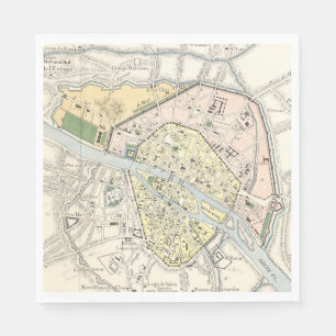 Paris, Frankreich: Historische, Vintage Karte Serviette