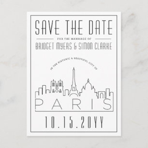 Paris, Frankreich Hochzeit   Skyline Save the Date Postkarte