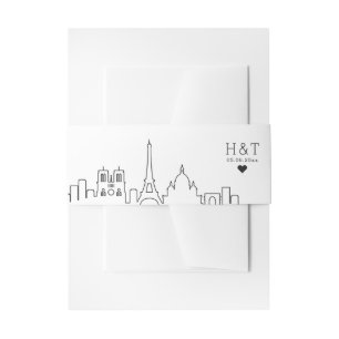 Paris, Frankreich Hochzeit   Stilisierte Skyline M Einladungsbanderole