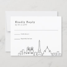 Paris, Frankreich Hochzeit | Stilisierte Skyline-U