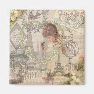 Paris Frankreich Hübsches Mädchen Sanfte Eiffel Magnet