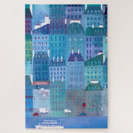 Paris Frankreich im Frühjahr Blue Cityscape Malere Puzzle