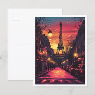 Paris Frankreich Kunst Vintage-Illustration Reise Postkarte