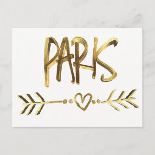 Paris Frankreich Liebe Elegante Gold Look Typograf Postkarte